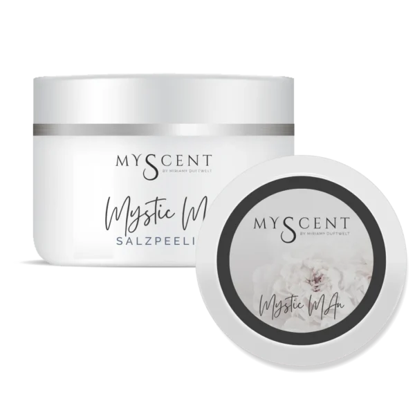 Handgefertigtes Salzpeeling "Mystic Man" aus der Manufaktur Miriams Duftwelt Vegane Naturkosmetik mit hochwertigen Bio-Ölen und frei von jeglichen Zusatzstoffen. 250 g